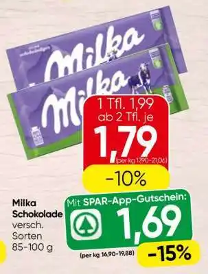 Spar MILKA SCHOKOLADE Angebot