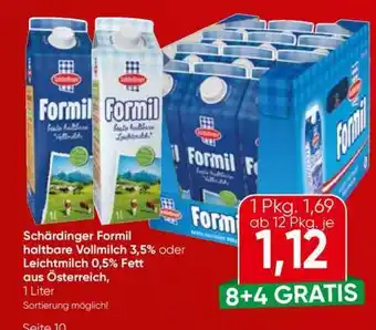Eurospar Schärdinger Formil haltbare Vollmilch 3,5% oder Leichtmilch 0,5% Fett Angebot