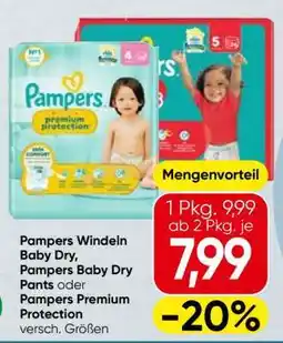 Spar Pampers Windeln Baby Dry, Pampers Baby Dry Pants oder Pampers Premium Protection Angebot