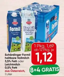 Spar Schärdinger Formil haltbare Vollmilch 3,5% Fett oder Leichtmilch 0,5% Fett Angebot