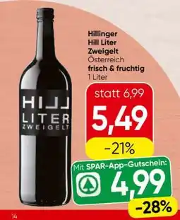 Spar Hillinger Hill Liter Zweigelt Angebot