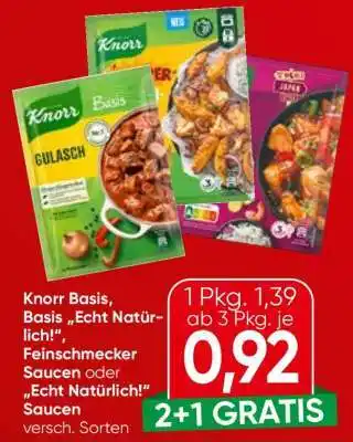 Spar Knorr Basis, Basis „Echt Natürlich!“, Feinschmecker Saucen oder „Echt Natürlich!“ Saucen Angebot