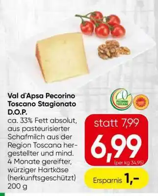 Spar Val d'Apsa Pecorino Toscano Stagionato D.O.P Angebot