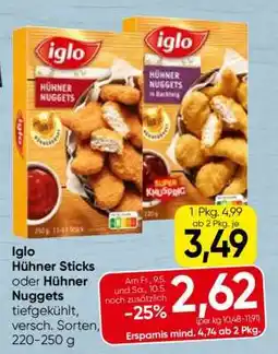 Spar Iglo Hühner Sticks oder Hühner Nuggets Angebot