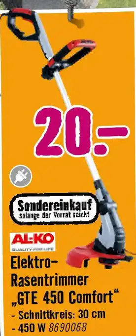Hornbach Elektro- Rasentrimmer „GTE 450 Comfort Angebot