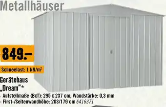 Hornbach Metallhäuser Gerätehaus „Dream Angebot