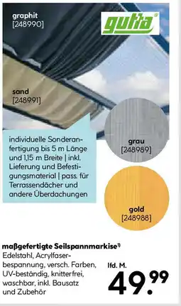 Hellweg maßgefertigte Seilspannmarkise Angebot