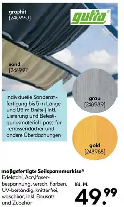 Hellweg maßgefertigte Seilspannmarkise¹) Angebot