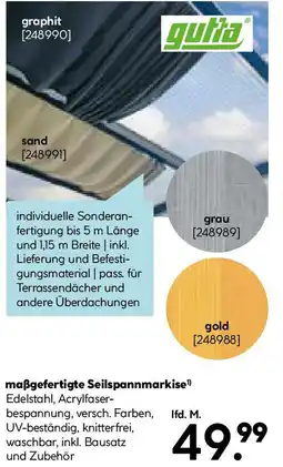 Hellweg maßgefertigte Seilspannmarkise¹) Angebot