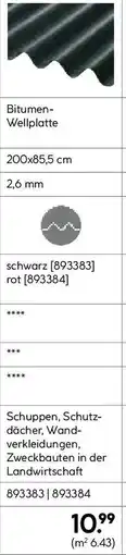 Hellweg Bitumen- Wellplatte Angebot
