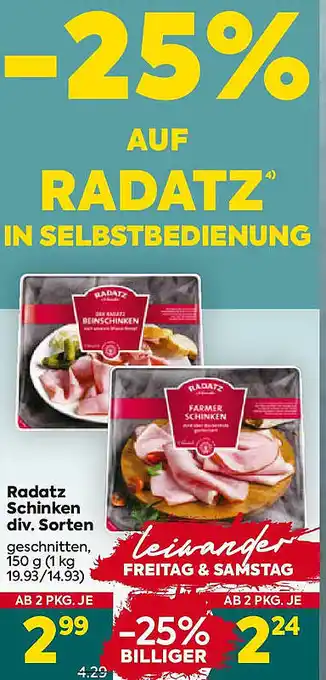 Billa Radatz Schinken Angebot