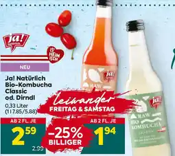 Billa Ja! Natürlich Bio-Kombucha Classic od. Dirndl Angebot