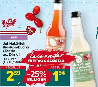 Billa Ja! Natürlich Bio-Kombucha Classic od. Dirndl Angebot