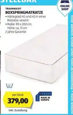 Hofer TRAUMNACHT BOXSPRINGMATRATZE Angebot