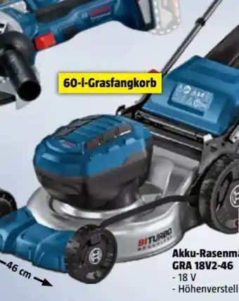 Bauhaus Bosch Akku-Rasenmäher Biturbo Gra 18V2-46 Angebot