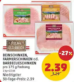 PENNY Beinschinken, farmerschinken od. barbecueschinken Angebot