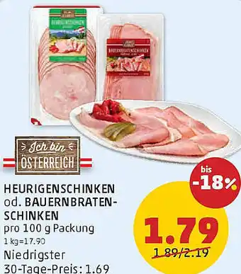 PENNY Heurigenschinken od. bauernbraten schinken Angebot
