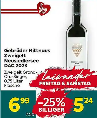 Billa Gebrüder Nittnaus Zweigelt Neusiedlersee DAC 2023 Angebot