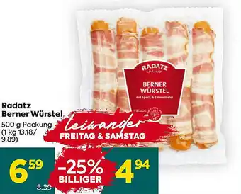 Billa Radatz Berner Würstel Angebot