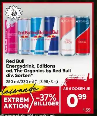 Billa Red Bull Energydrink, Editions od. THE Organics by Red Bull div. Sorten Angebot