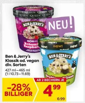 Billa Ben & Jerry's Klassik od. vegan div. Sorten Angebot