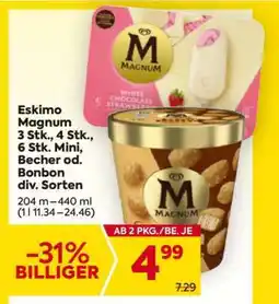 Billa Eskimo Magnum 3 Stk., 4 Stk., 6 Stk. Mini, Becher od. Bonbon div. Sorten Angebot
