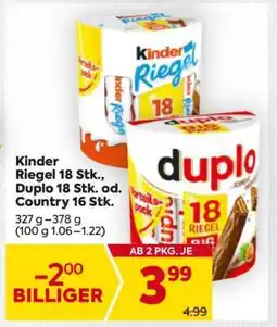 Billa Kinder Riegel 18 Stk., Duplo 18 Stk. od. Country 16 Stk Angebot