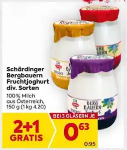 Billa Schärdinger Bergbauern Fruchtjoghurt div. Sorten Angebot