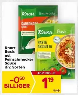 Billa Knorr Basis od. Feinschmecker-Sauce div. Sorten Angebot