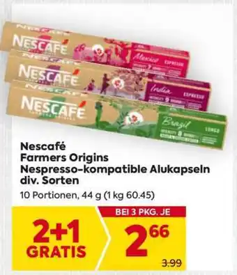 Billa Nescafé Farmers Origins Nespresso-kompatible Alukapseln div. Sorten Angebot
