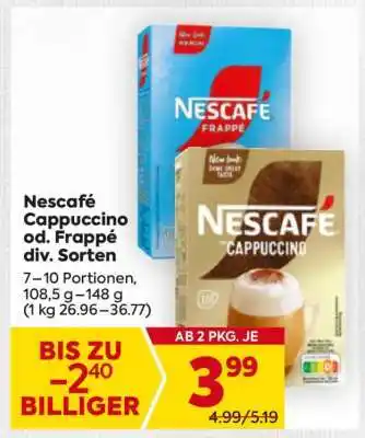 Billa Nescafé Cappuccino od. Frappé div. Sorten Angebot