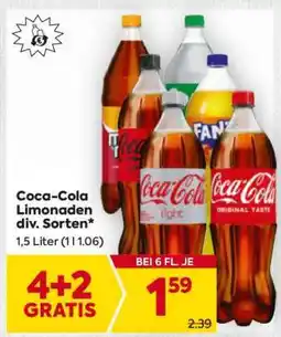 Billa Coca-Cola Limonaden div. Sorten Angebot
