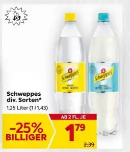 Billa Schweppes div. Sorten Angebot