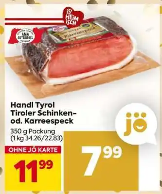 Billa Handl Tyrol Tiroler Schinken- od. Karreespeck Angebot