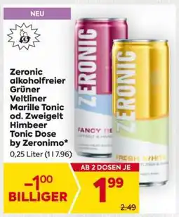 Billa Zeronic alkoholfreier Grüner Veltliner Marille Tonic od. Zweigelt Himbeer Tonic Dose by Zeronimo Angebot