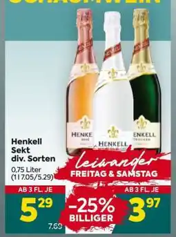Billa Henkell Sekt div. Sorten Angebot