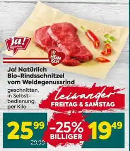 Billa Ja! Natürlich Bio-Rindsschnitzel vom Weidegenussrind Angebot