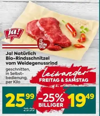 Billa Ja! Natürlich Bio-Rindsschnitzel vom Weidegenussrind Angebot