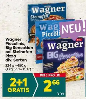 Billa Wagner Piccolinis, Big Sensation od. Steinofen Pizza div. Sorten Angebot