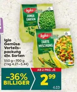 Billa Iglo Gemüse Vorteilspackung div. Sorten Angebot