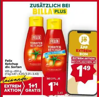 Billa Felix Ketchup div. Sorten Angebot