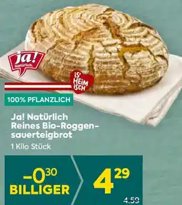 Billa Ja! Natürlich Reines Bio-Roggen- sauerteigbrot Angebot