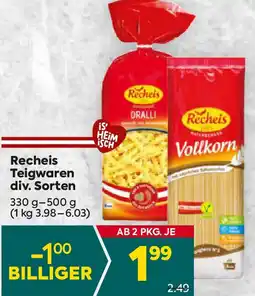 Billa Recheis Teigwaren Angebot