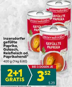 Billa Inzersdorfer gefüllte Paprika, Gulasch, Reisfleisch od. Paprikahendl Angebot