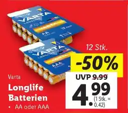Lidl Varta Longlife Batterien Angebot