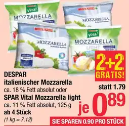 Maximarkt italienischer Mozzarella oder SPAR Vital Mozzarella light Angebot