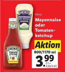 Lidl Heinz Mayonnaise oder Tomatenketchup Angebot