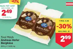 MPreis Andreas Hofer Bergkäse Angebot
