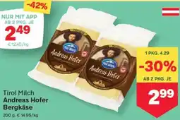 MPreis Andreas Hofer Bergkäse Angebot