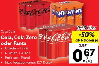 Lidl Cola, Cola Zero oder Fanta Angebot